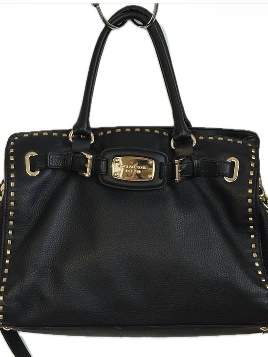 Michael Kors Handbags - Michael Kors Black Leather Studded Tote Shoulder Bag Gold Hardware